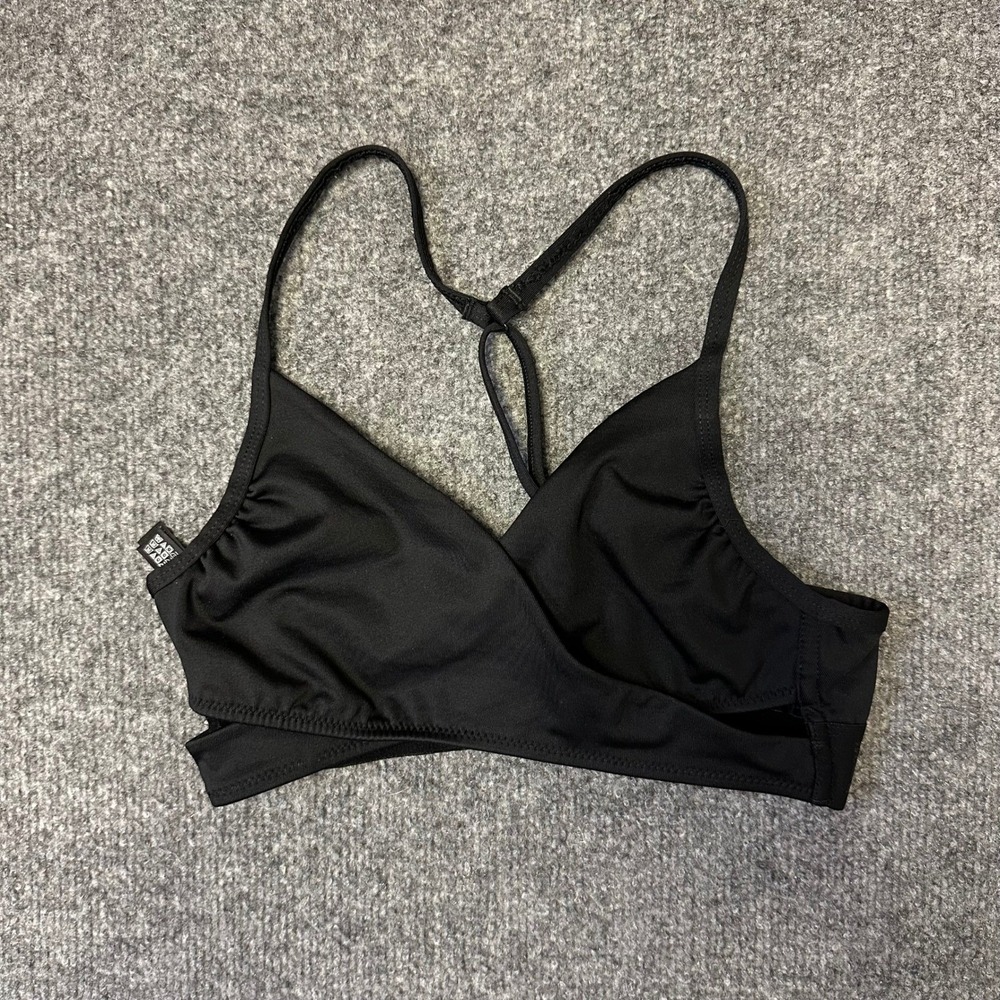 Pink Sports Bra Womens Size XS Black Ultimate Lightly Lined Racerback Wrap Yoga